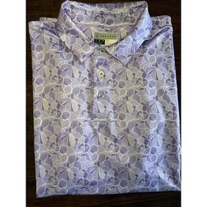PGA Tour Pro Series Purple Floral‎ Golf Polo Shirt Size L